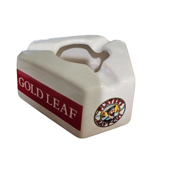 60s Players Hexagonal Ceramic Ashtray Navy Cut Gold Leaf Tobacco Garage Art - Picture 1 of 9